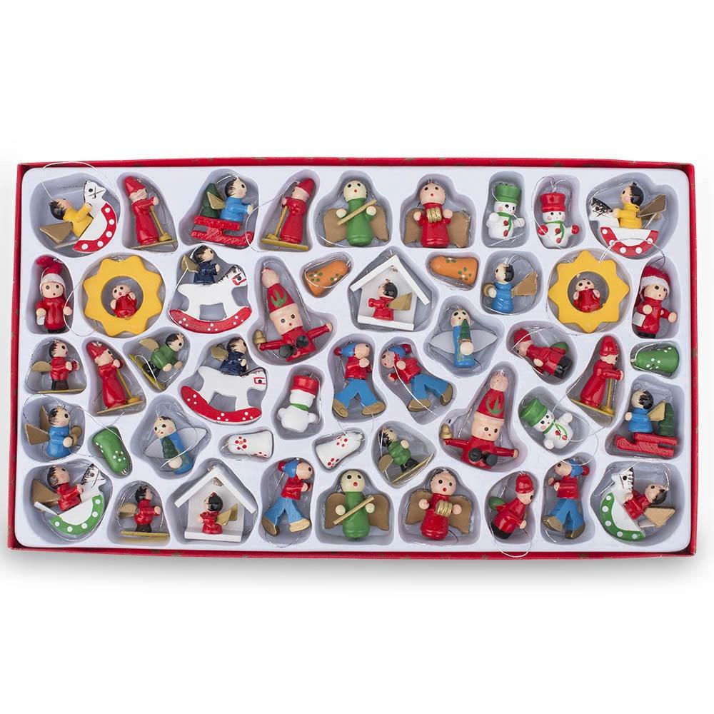 Set of 48 German Style Mini Wooden Christmas Ornaments BestPysanky