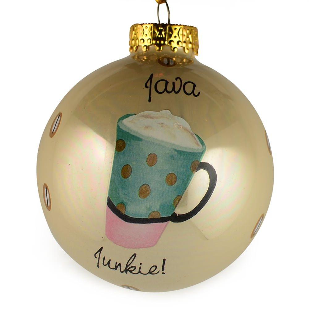 Set of 6 Coffee, Mocha, Latte Lovers Christmas Glass Ball Ornaments 3.25 Inches BestPysanky