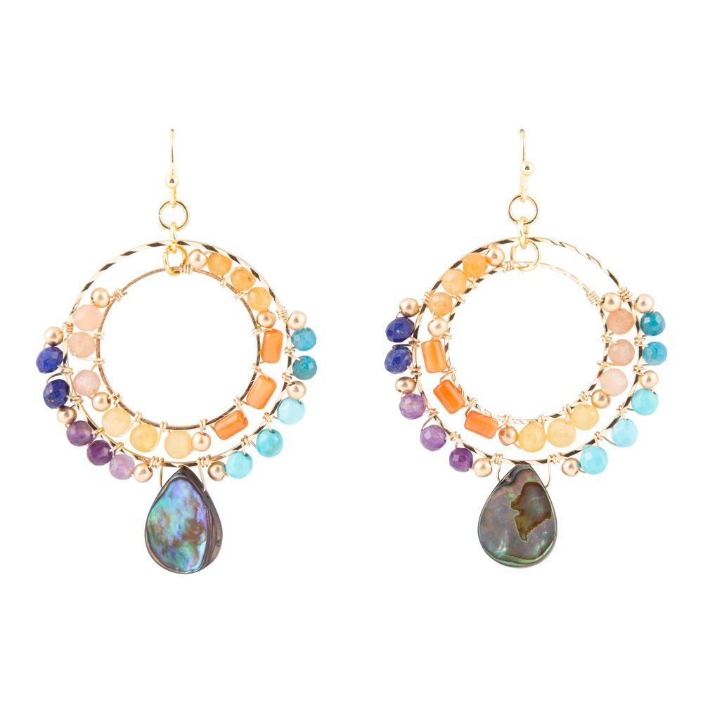 Kaleidoscope Multistone Golden Chandelier Earrings Barse Jewelry