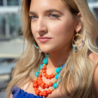 Kaleidoscope Multistone Golden Chandelier Earrings Barse Jewelry