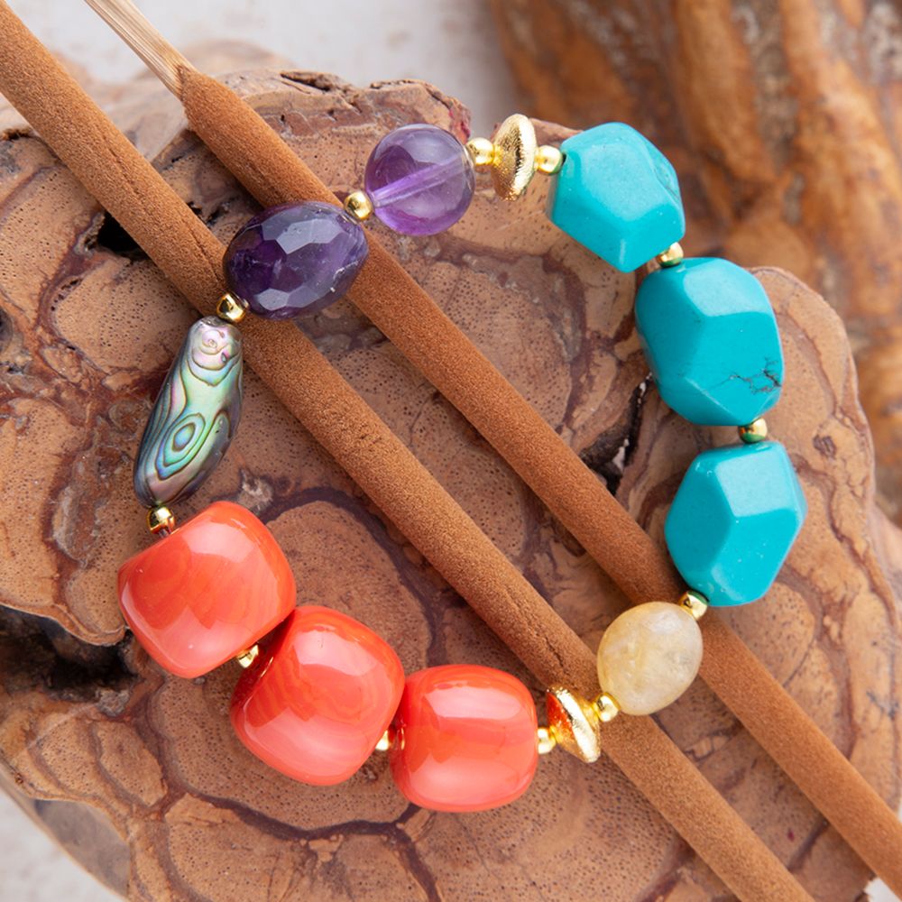 Keleidoscope Multistone Chunky Golden Bracelet Barse Jewelry