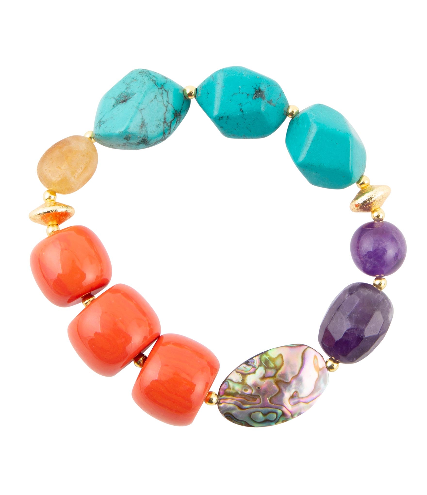 Keleidoscope Multistone Chunky Golden Bracelet Barse Jewelry