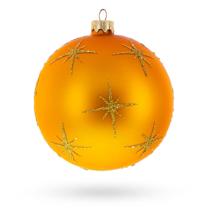 Sacred Nativity Scene on Gold Glass Ball Christmas Ornament 4 Inches