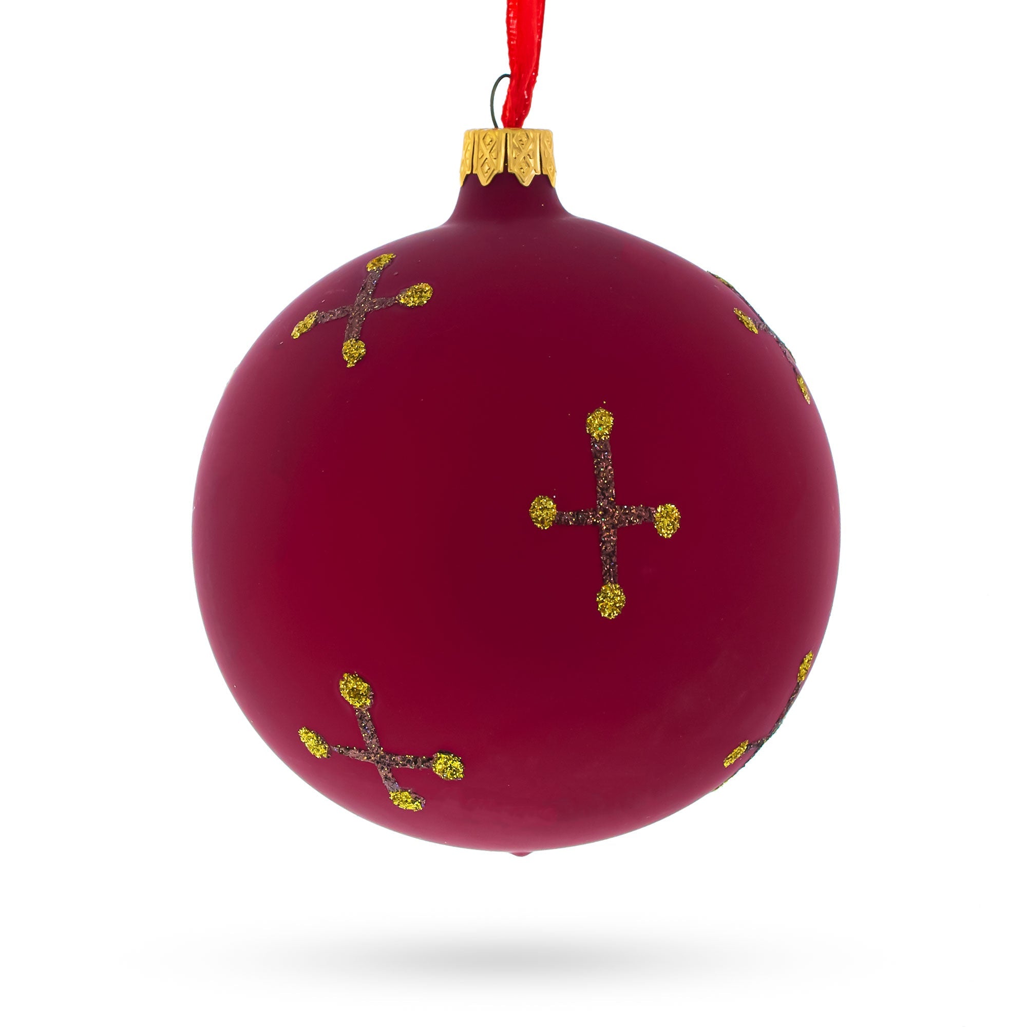 Reverent St. Nicholas with the Bible on Red Glass Ball Christmas Ornament 4 Inches