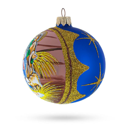 Peaceful Jesus Baby Asleep Nativity Glass Ball Christmas Ornament 3.25 Inches