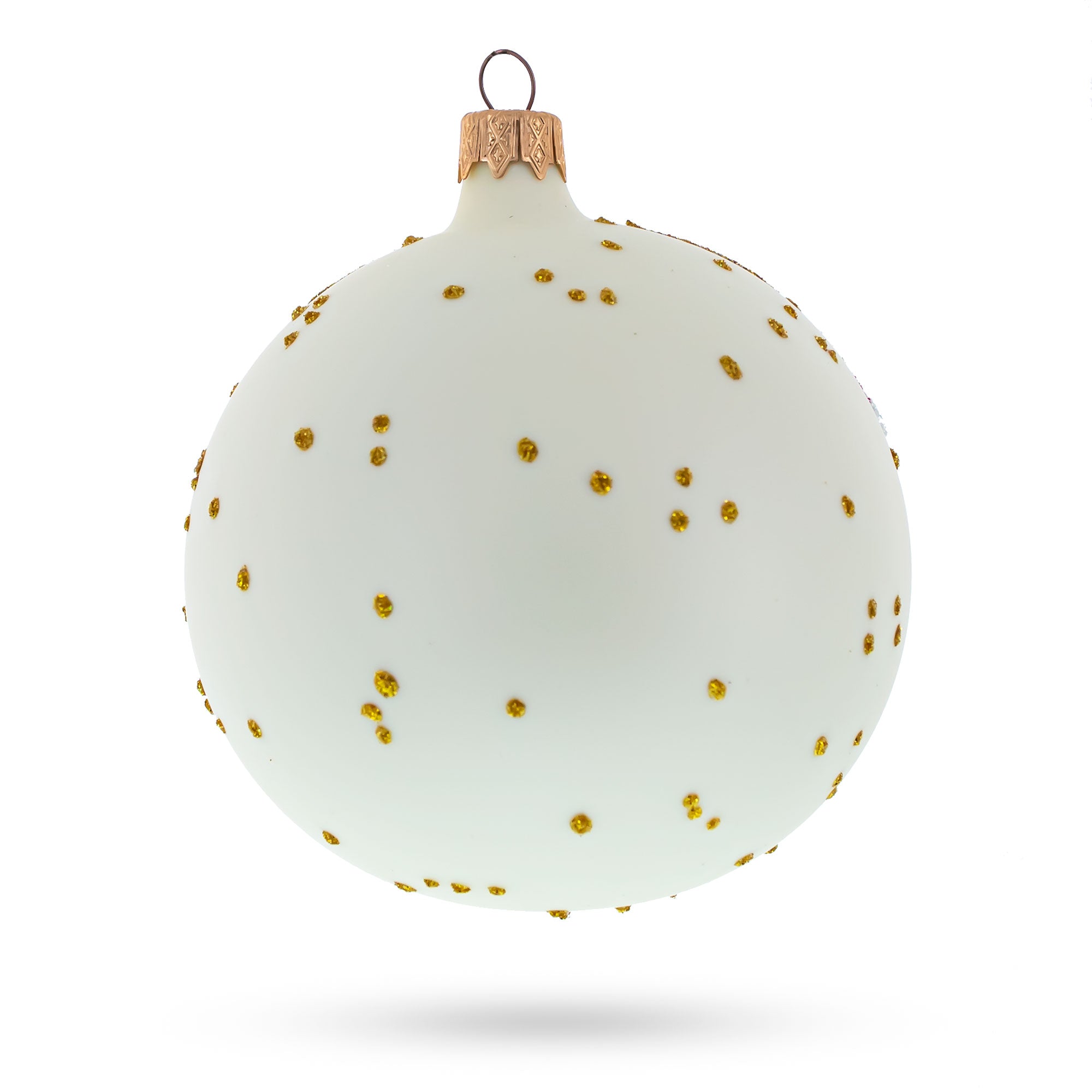 Festive Santa Wreath Gifts Glass Ball Christmas Ornament 4 Inches