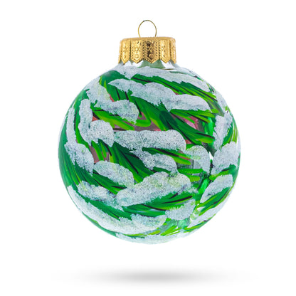 Songbirds in Winter Scene Glass Ball Christmas Ornament 4 Inches