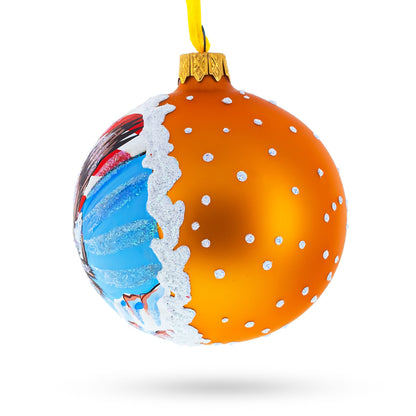 USA Flag and Bald Eagle Glass Ball Christmas Ornament 3.25 Inches