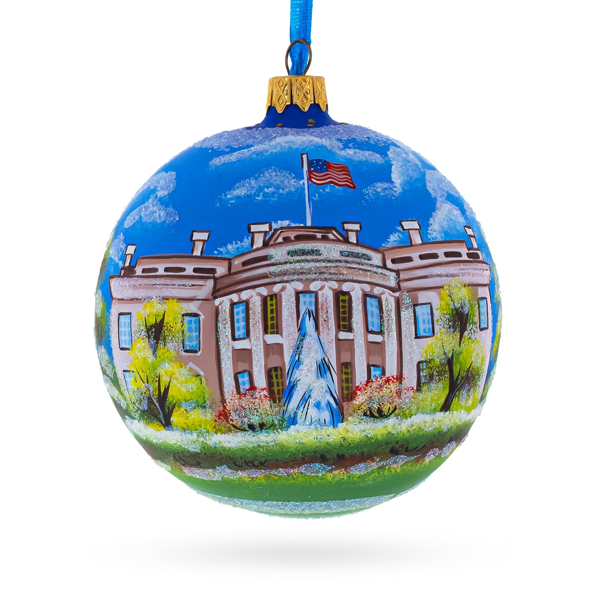 White House, Washington DC Glass Ball Christmas Ornament 4 Inches BestPysanky