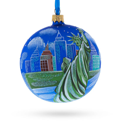 Statue of Liberty, New York Glass Ball Christmas Ornament 4 Inches