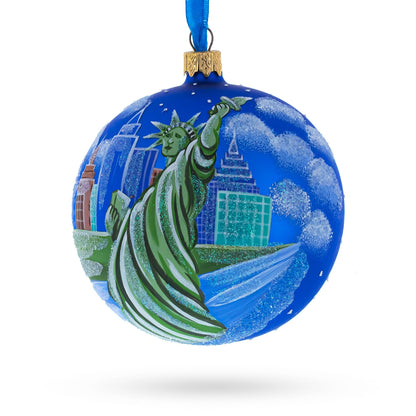 Statue of Liberty, New York Glass Ball Christmas Ornament 4 Inches
