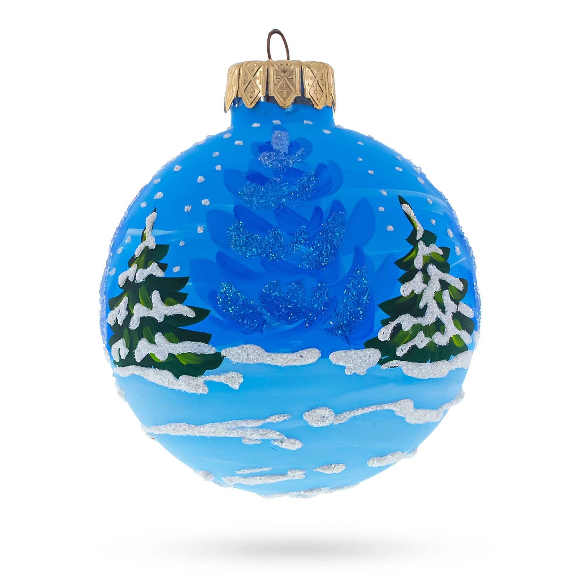 Santa With Gift List And Bunny Glass Ball Christmas Ornament 3.25 Inches