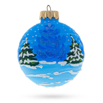 Santa With Gift List And Bunny Glass Ball Christmas Ornament 3.25 Inches