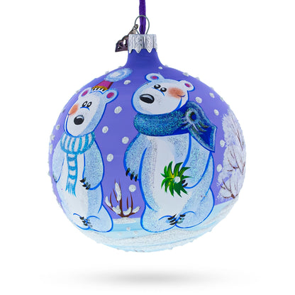 Three Polar Bears Glass Ball Christmas Ornament 4 Inches BestPysanky