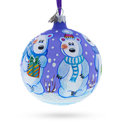 Three Polar Bears Glass Ball Christmas Ornament 4 Inches BestPysanky