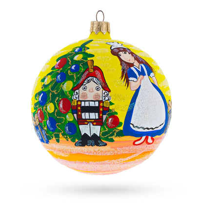 Nutcracker and Clara Glass Ball Christmas Ornament 4 Inches