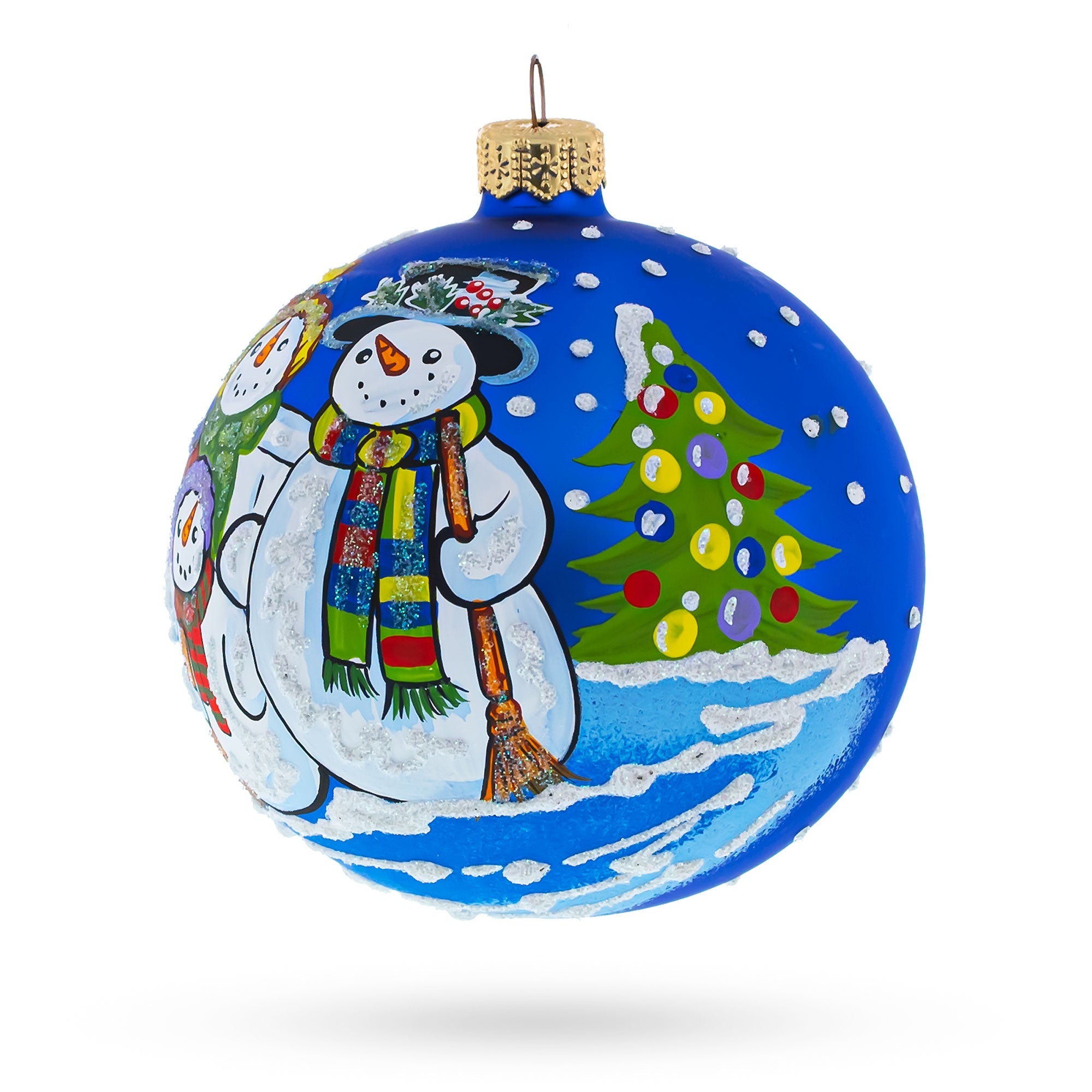 Snowman Family Glass Ball Christmas Ornament 4 Inches BestPysanky