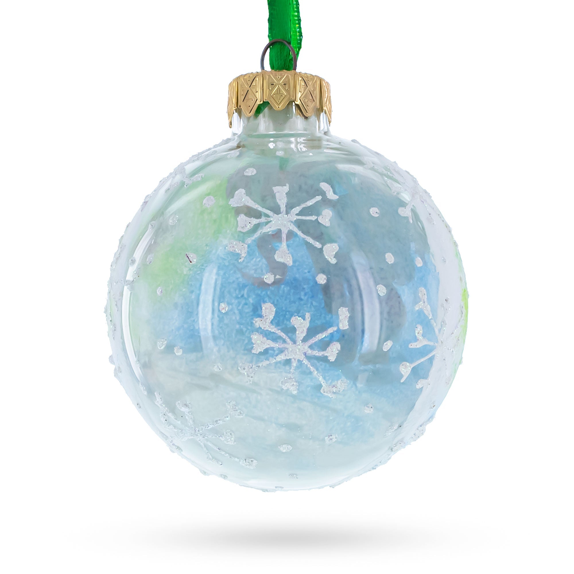 Girl with Candy Cane Glass Ball Christmas Ornament  3.25 Inches