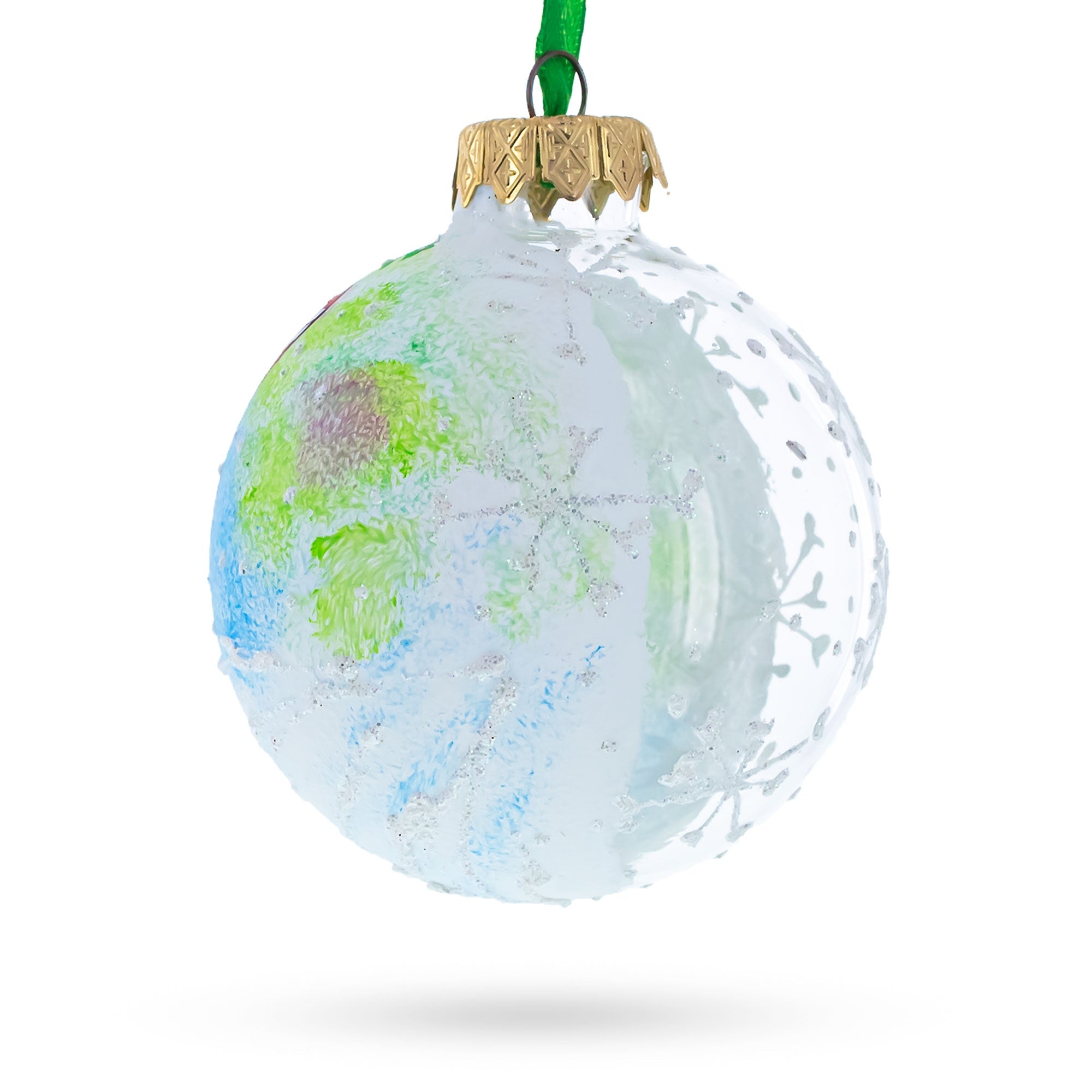 Girl with Candy Cane Glass Ball Christmas Ornament  3.25 Inches