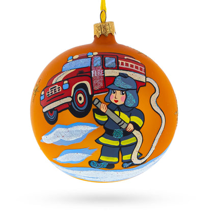 Little Fireman Glass Ball Christmas Ornament 4 Inches
