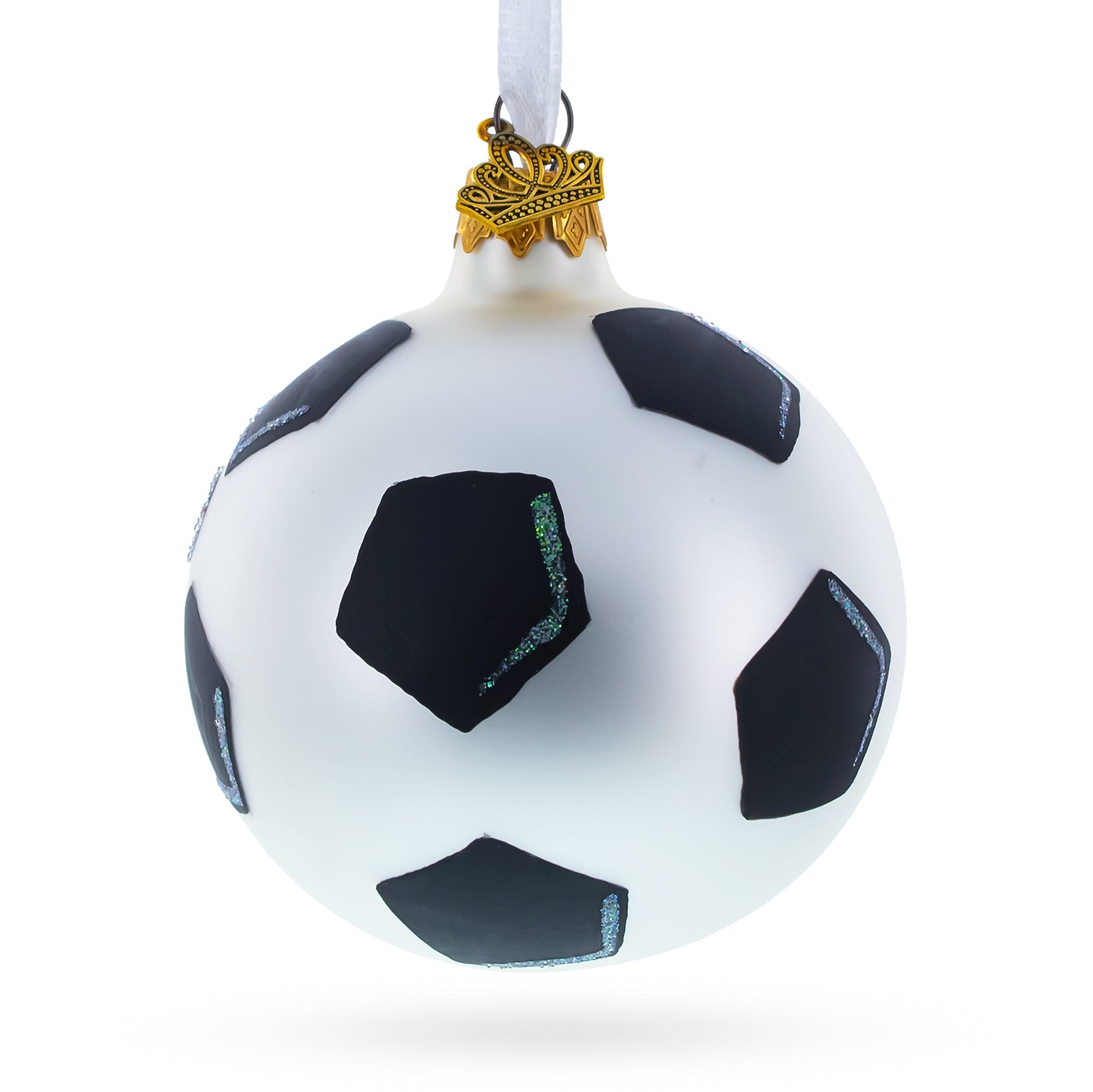 Soccer Player in Action Glass Ball Christmas Sports Ornament 3.25 Inches