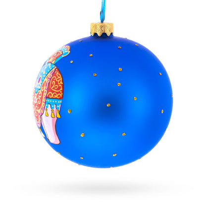 Circus Elephant Performer on Dazzling Glass Ball Christmas Ornament 4 Inches