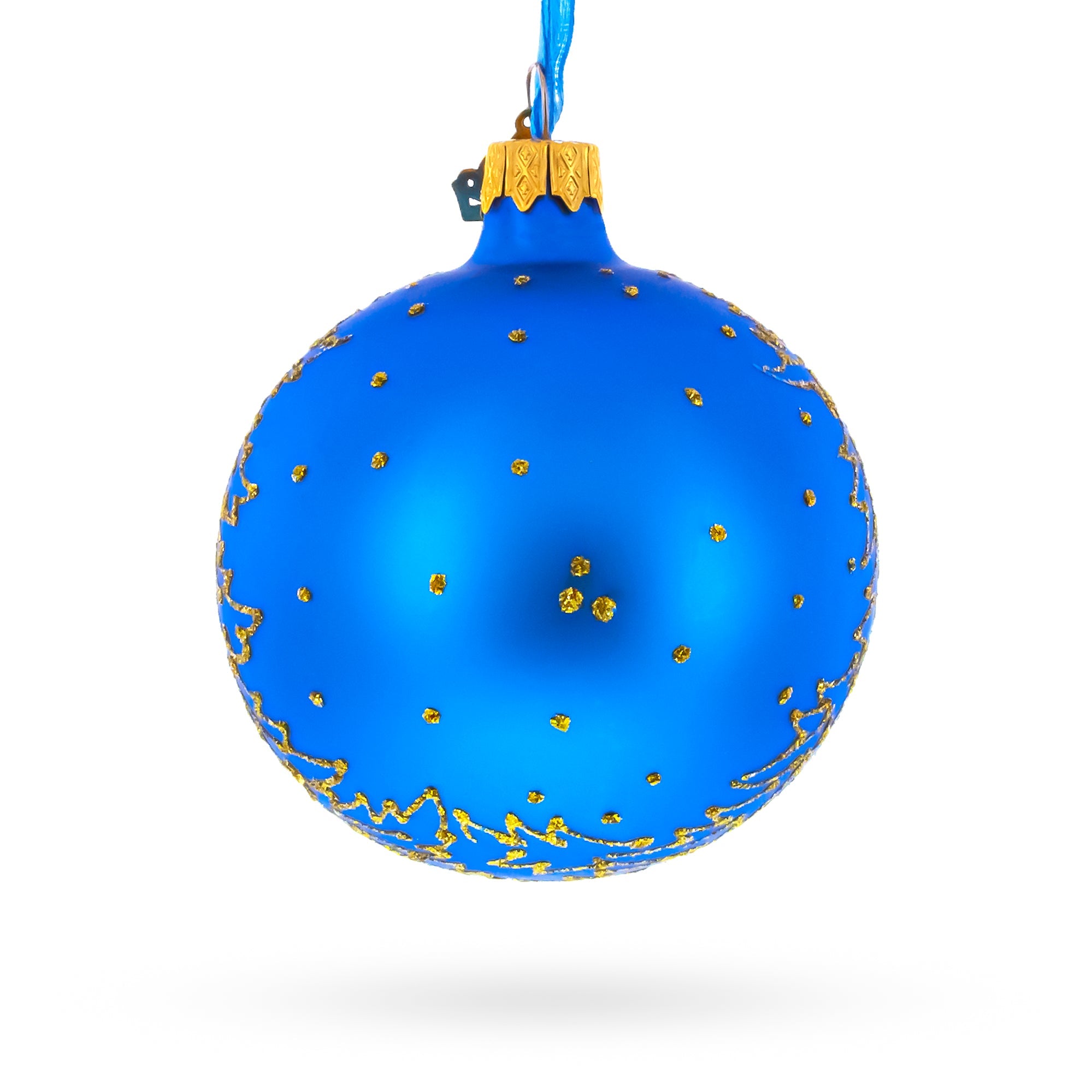 St. Nicholas Reviewing His Gift List Glass Ball Christmas Ornament 3.25 Inches