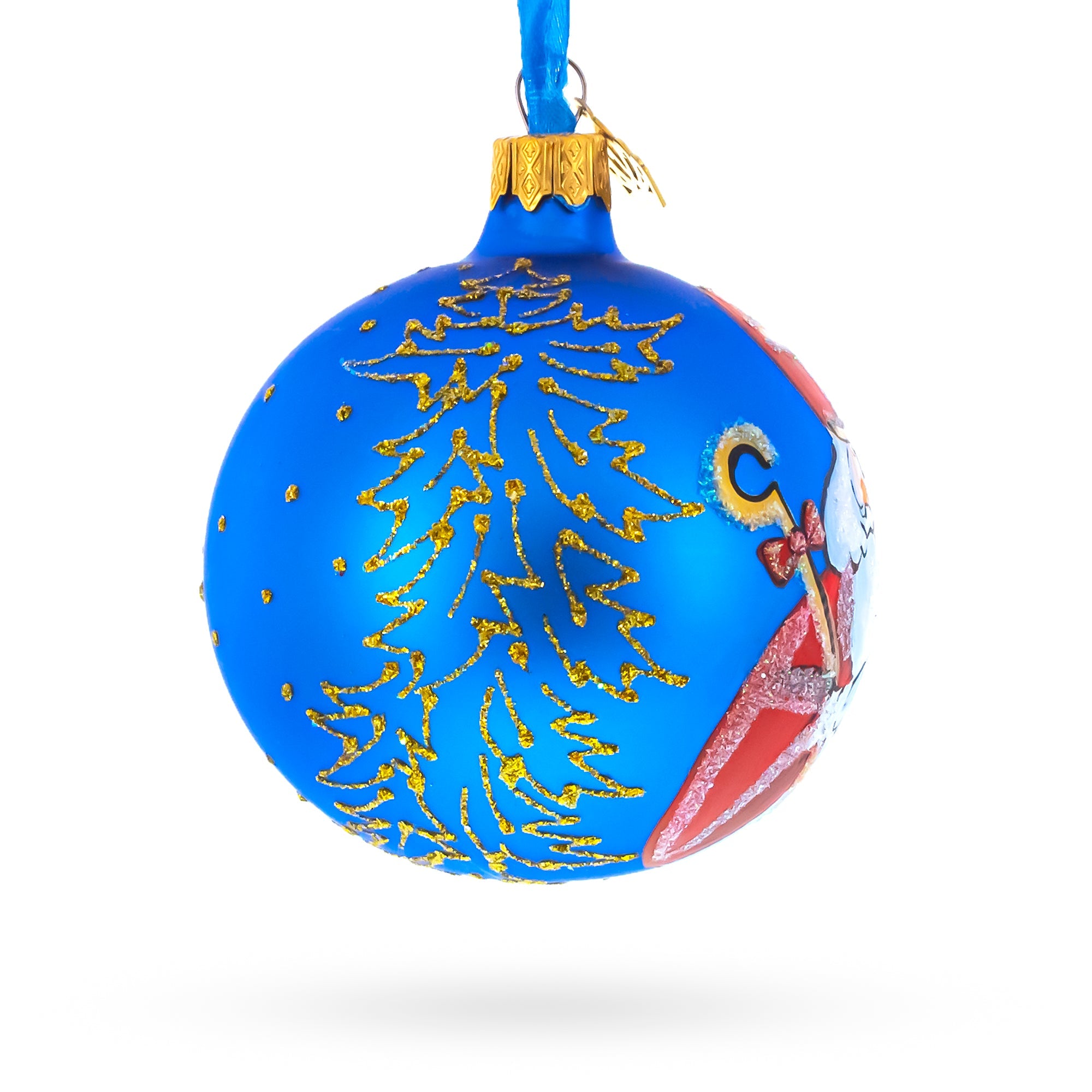 St. Nicholas Reviewing His Gift List Glass Ball Christmas Ornament 3.25 Inches