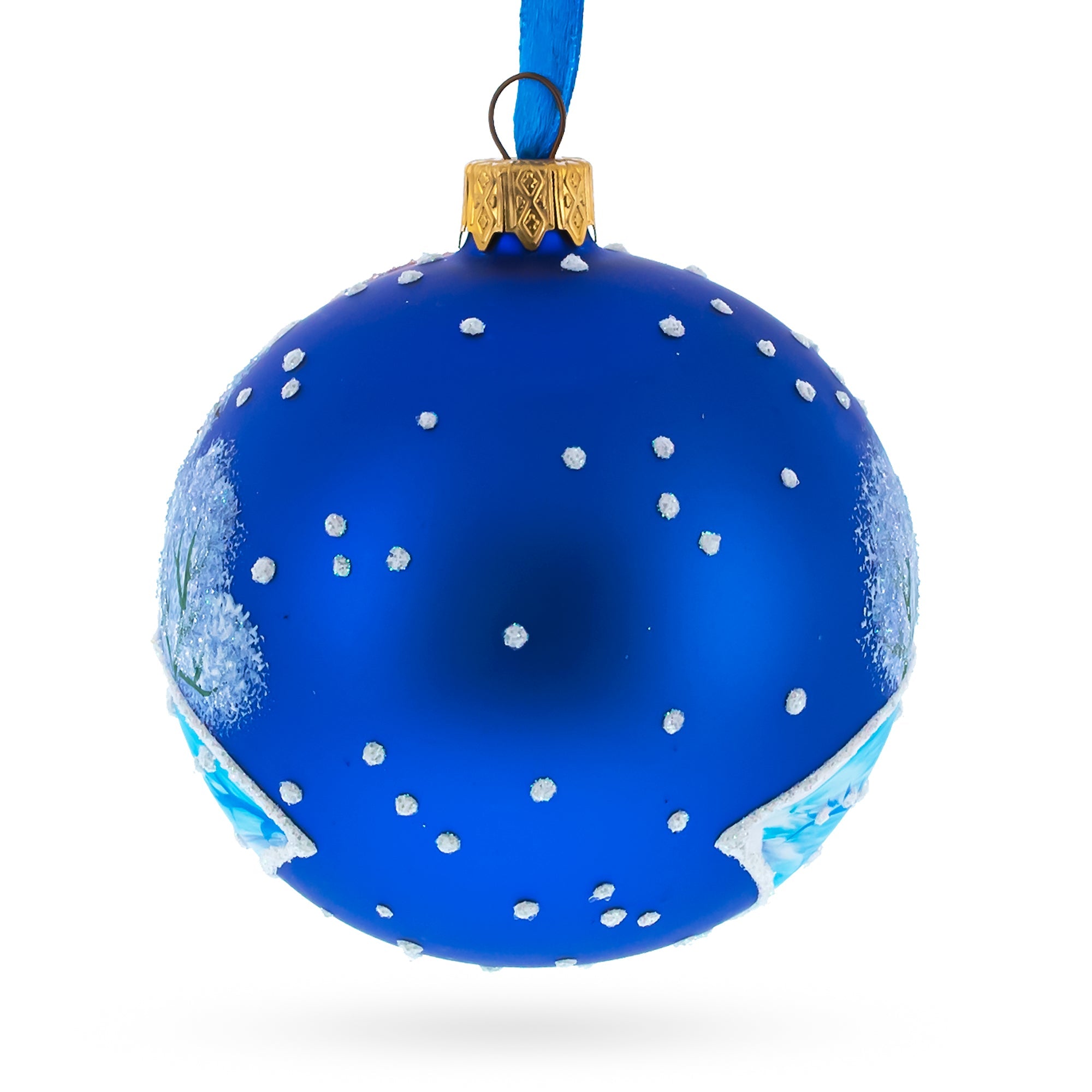 Dog and Snowman Friendship Glass Ball Christmas Ornament 3.25 Inches