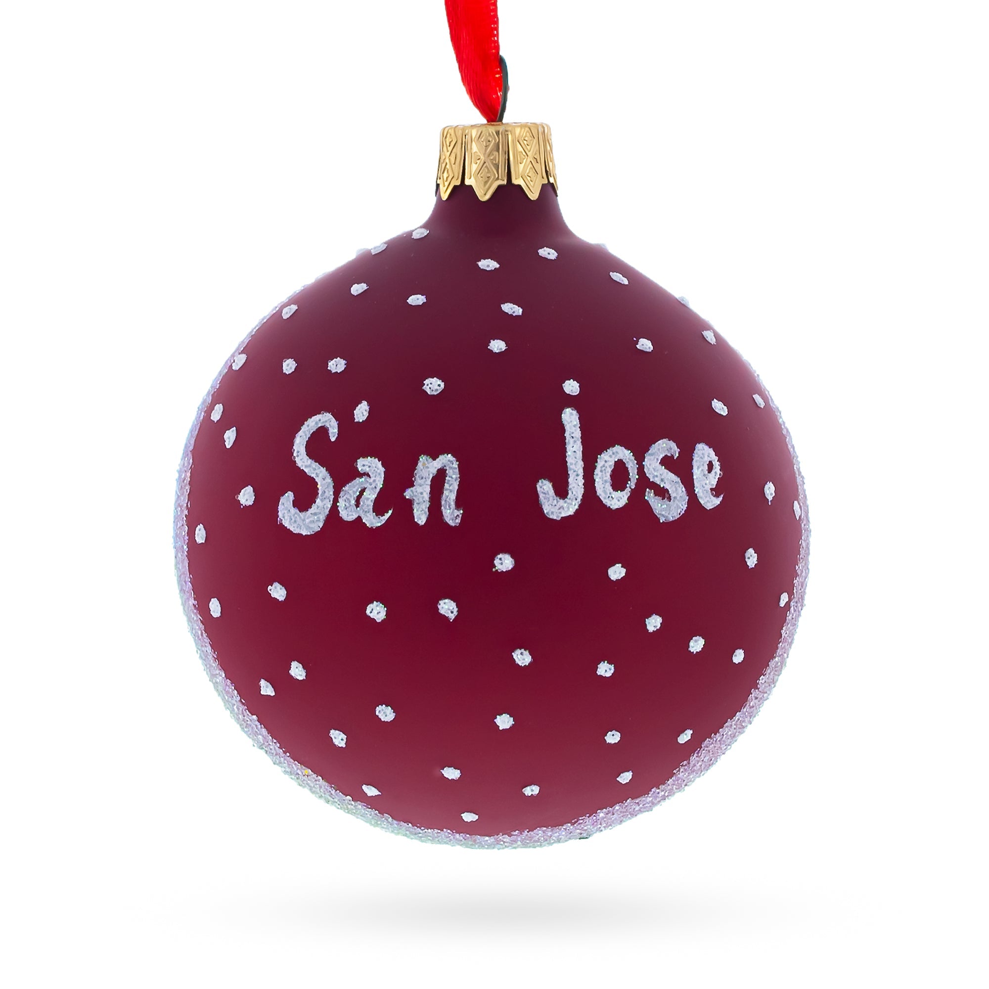 San Jose, California Glass Ball Christmas Ornament 3.25 Inches