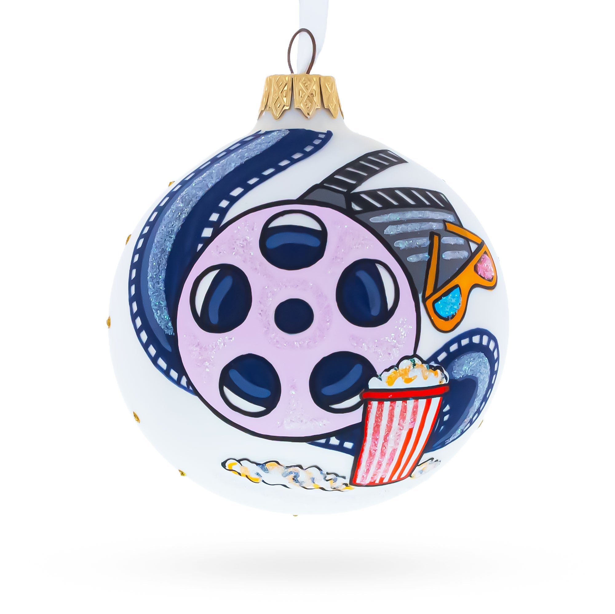Movie Lover Glass Ball Christmas Ornament 3.25 Inches