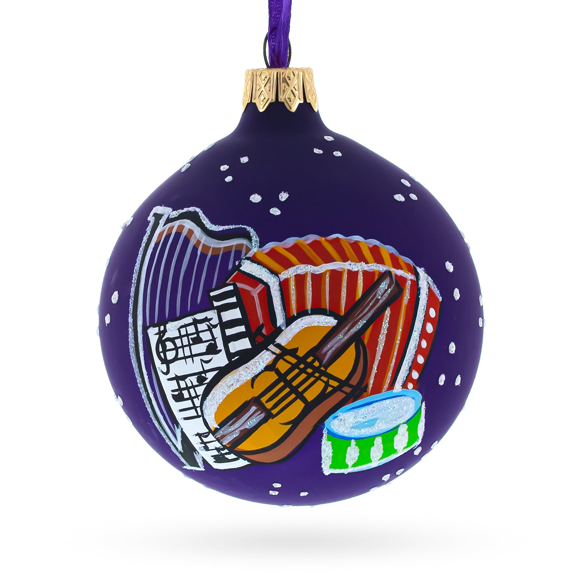 Music Instruments Glass Ball Christmas Ornament 3.25 Inches