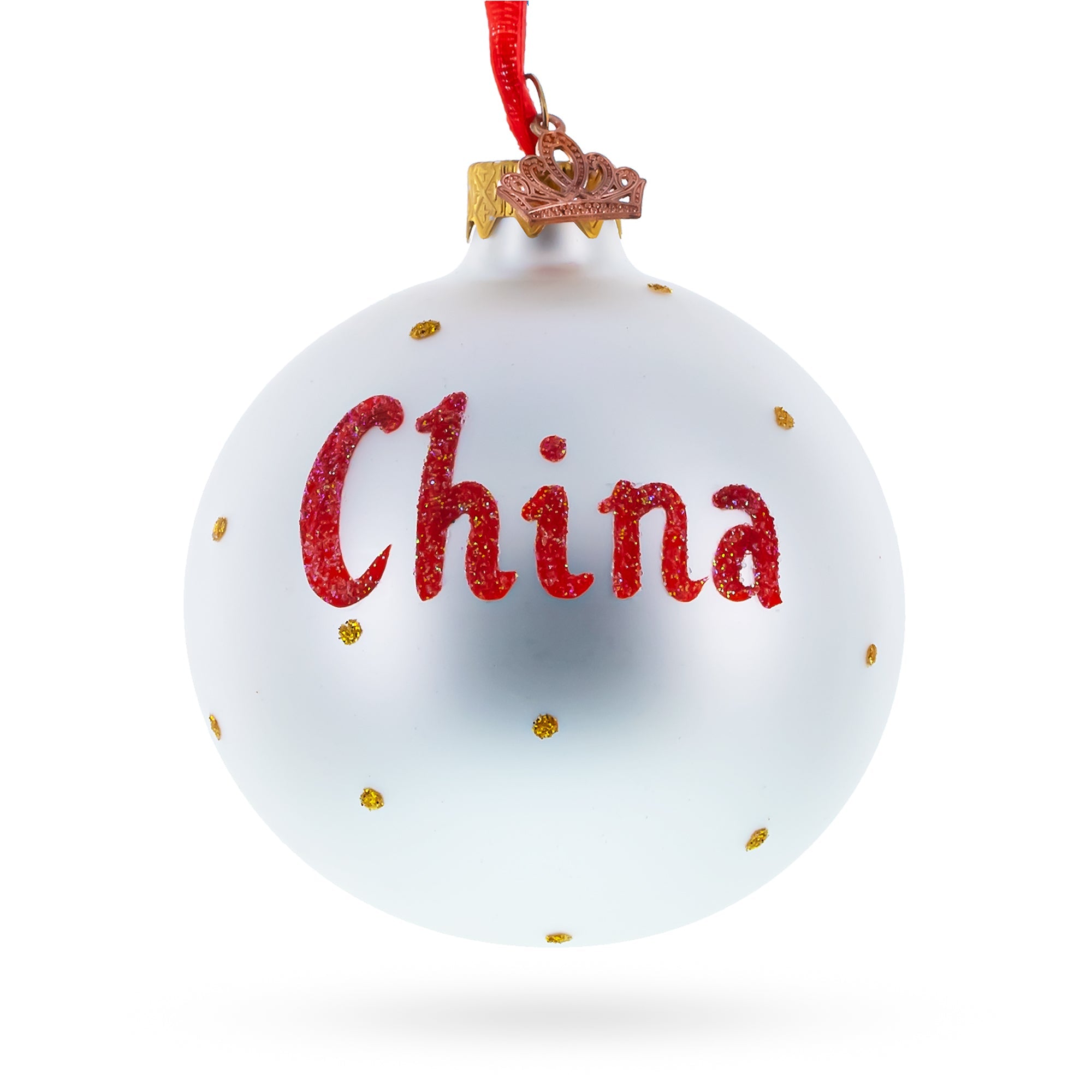 Flag of China Glass Ball Christmas Ornament 3.25 Inches