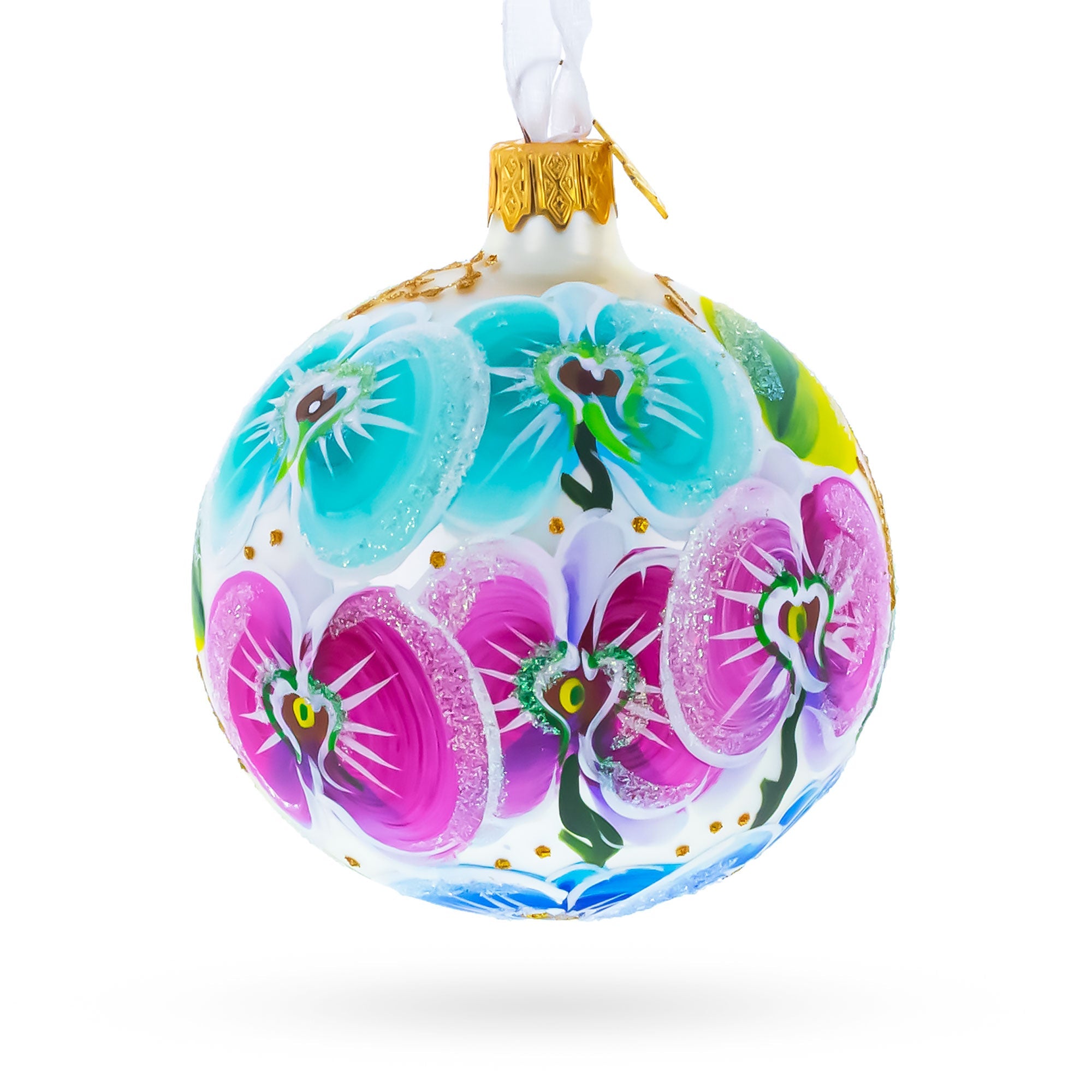 Orchid Medley Glass Ball Christmas Ornament 3.25 Inches BestPysanky