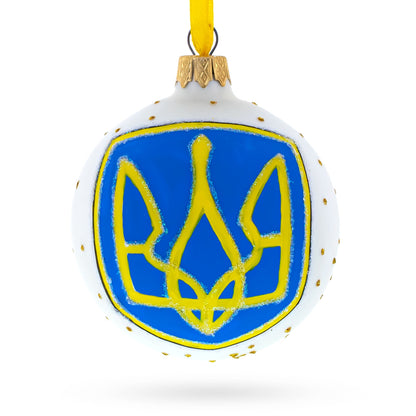 Ukrainian Coat of Arms Glass Ball Christmas Ornament 3.25 Inches