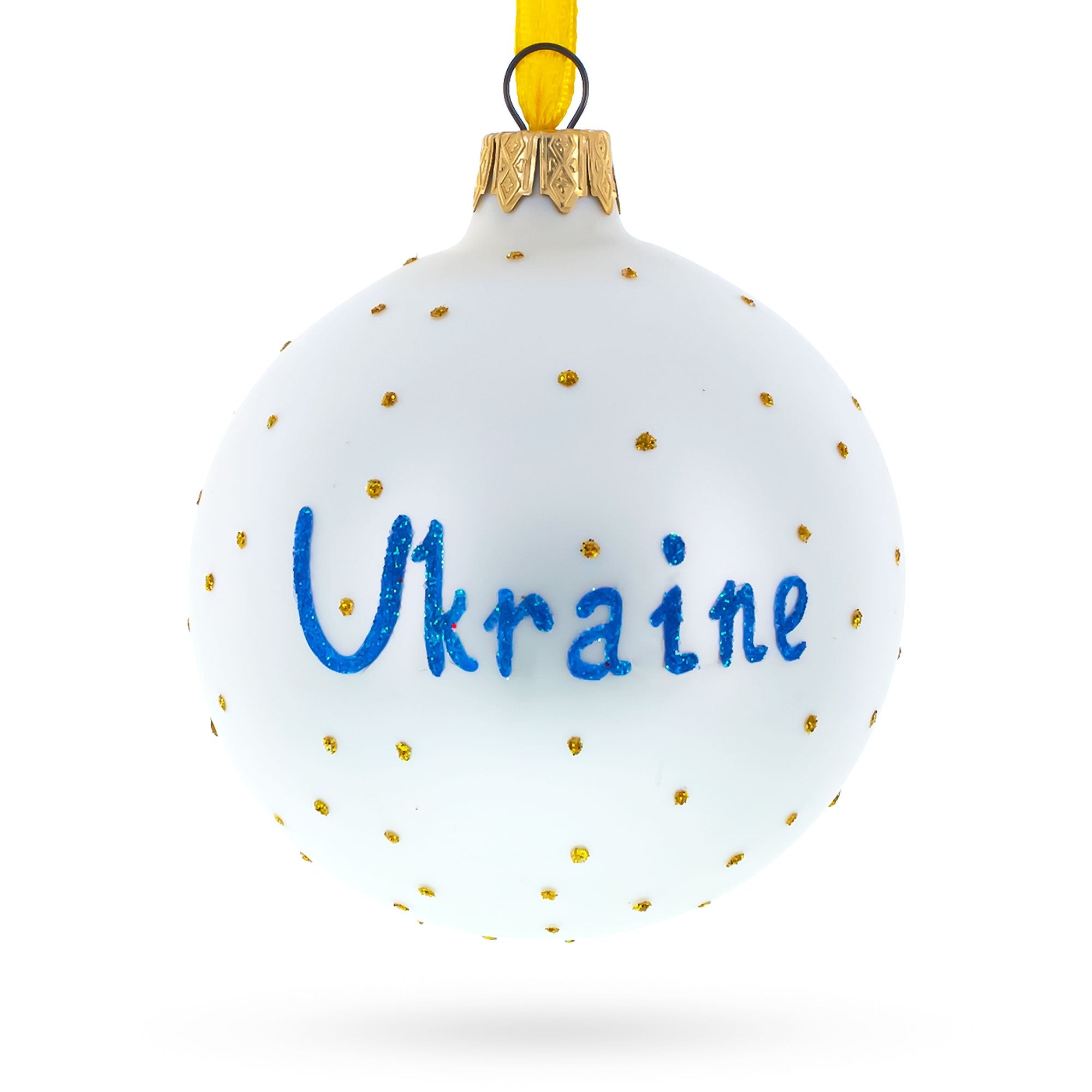 Ukrainian Coat of Arms Glass Ball Christmas Ornament 3.25 Inches