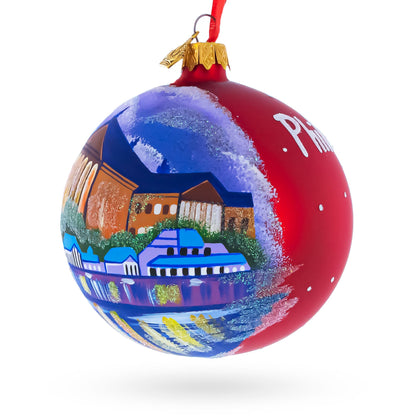 Philadelphia, Pennsylvania Glass Ball Christmas Ornament 4 Inches