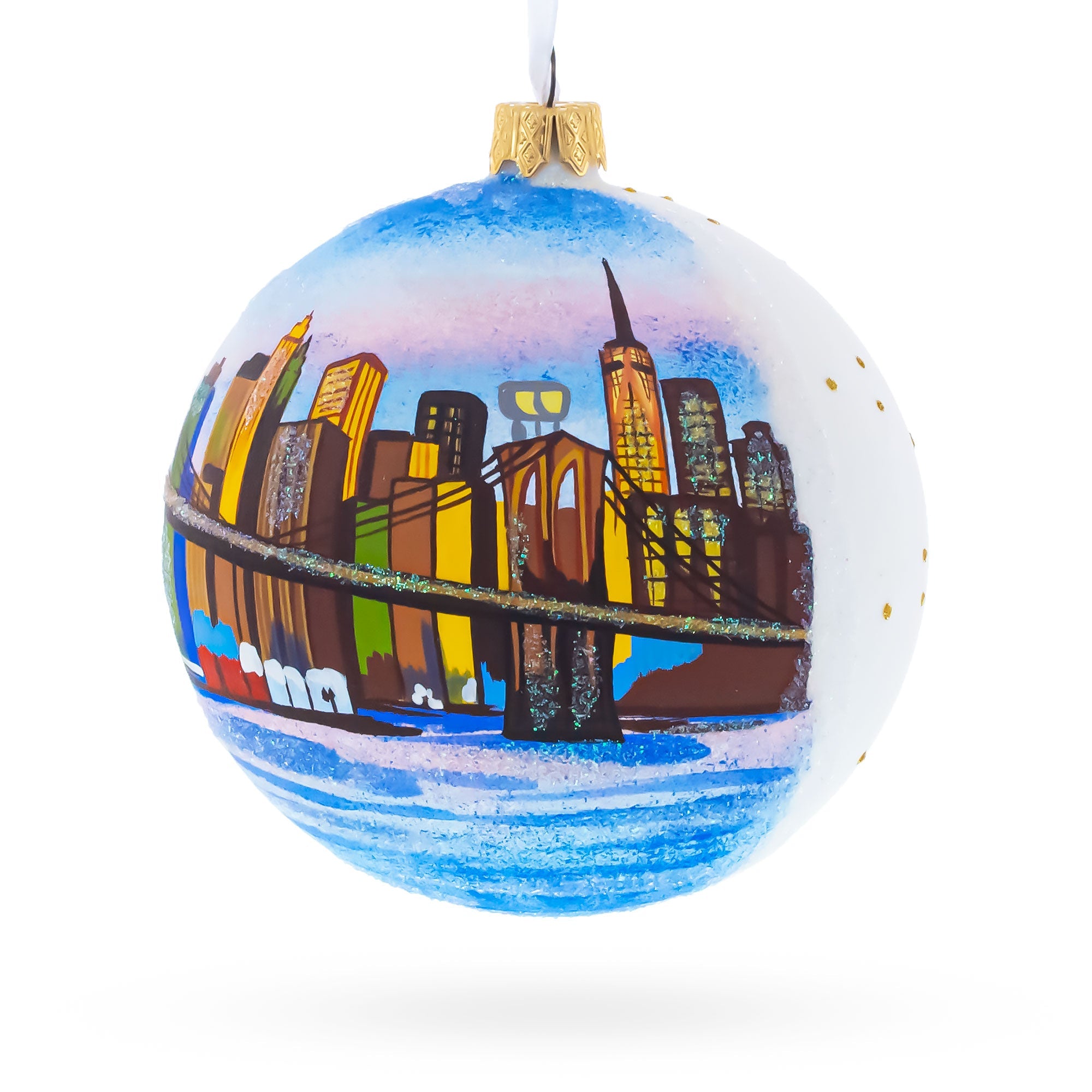 Brooklyn Bridge, New York, USA Glass Ball Christmas Ornament 4 Inches