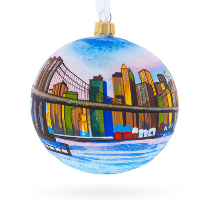 Brooklyn Bridge, New York, USA Glass Ball Christmas Ornament 4 Inches