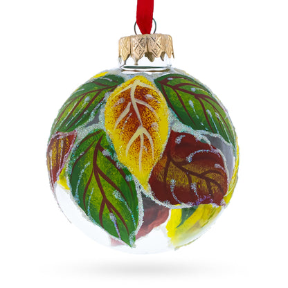 Red Cardinals in Winter Scene Glass Ball Christmas Ornament 3.25 Inches