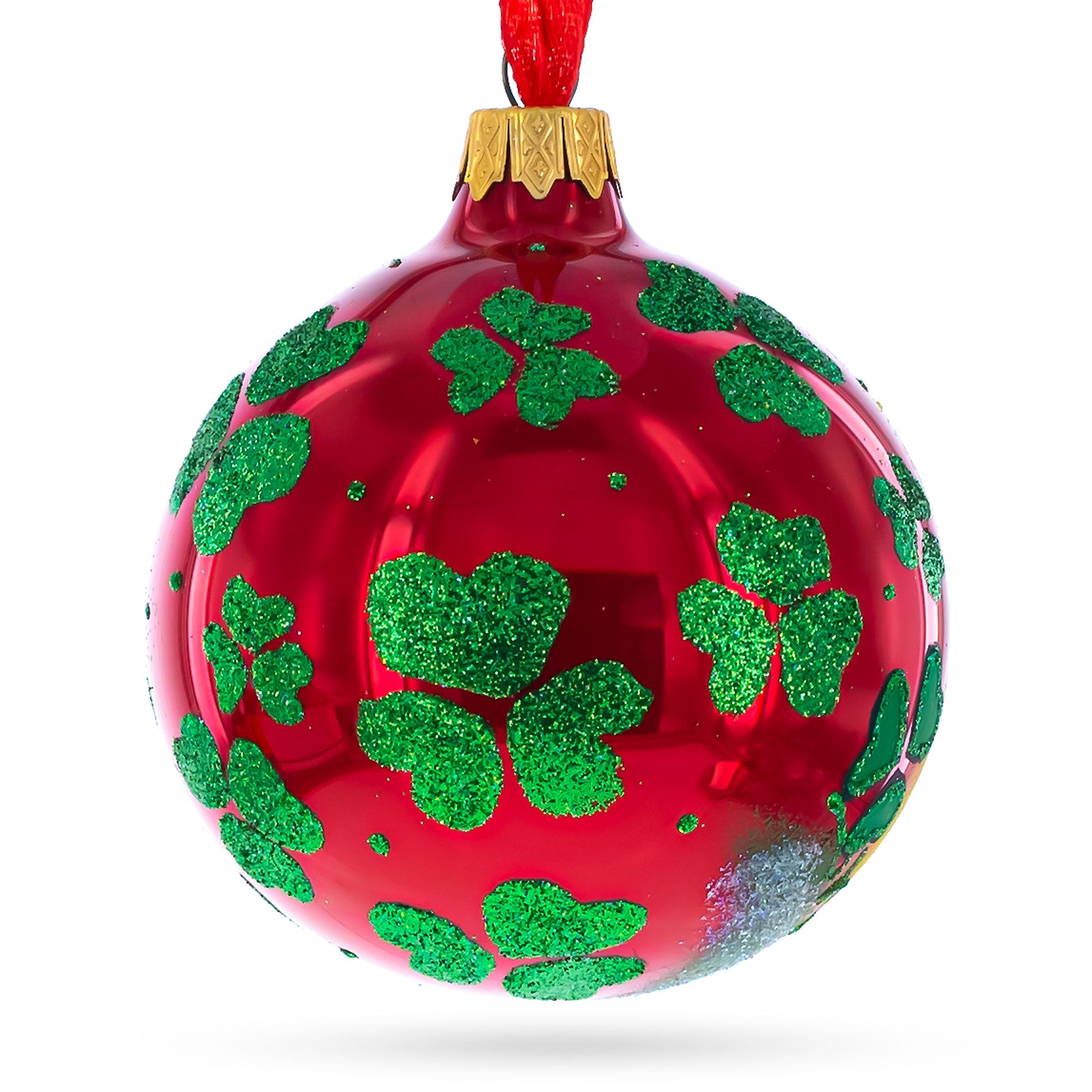 Lucky Leprechaun & Pot of Gold Glass Christmas Ornament 4 Inches BestPysanky