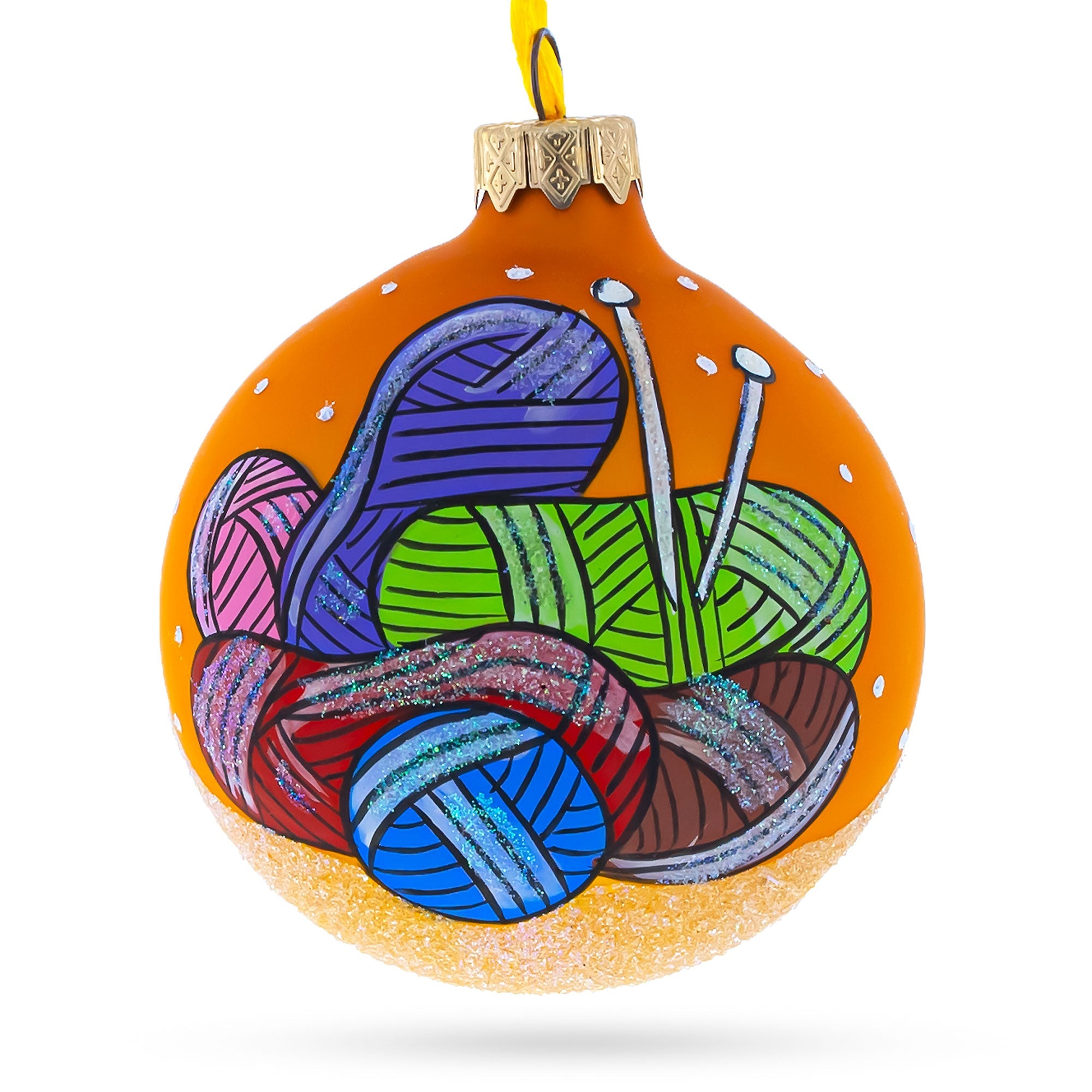 I Love Knitting Glass Christmas Ornament 3.25 Inches BestPysanky