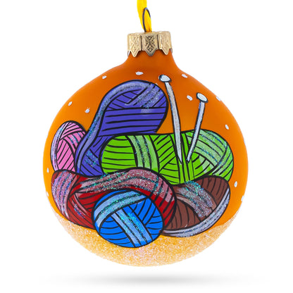 I Love Knitting Glass Christmas Ornament 3.25 Inches BestPysanky