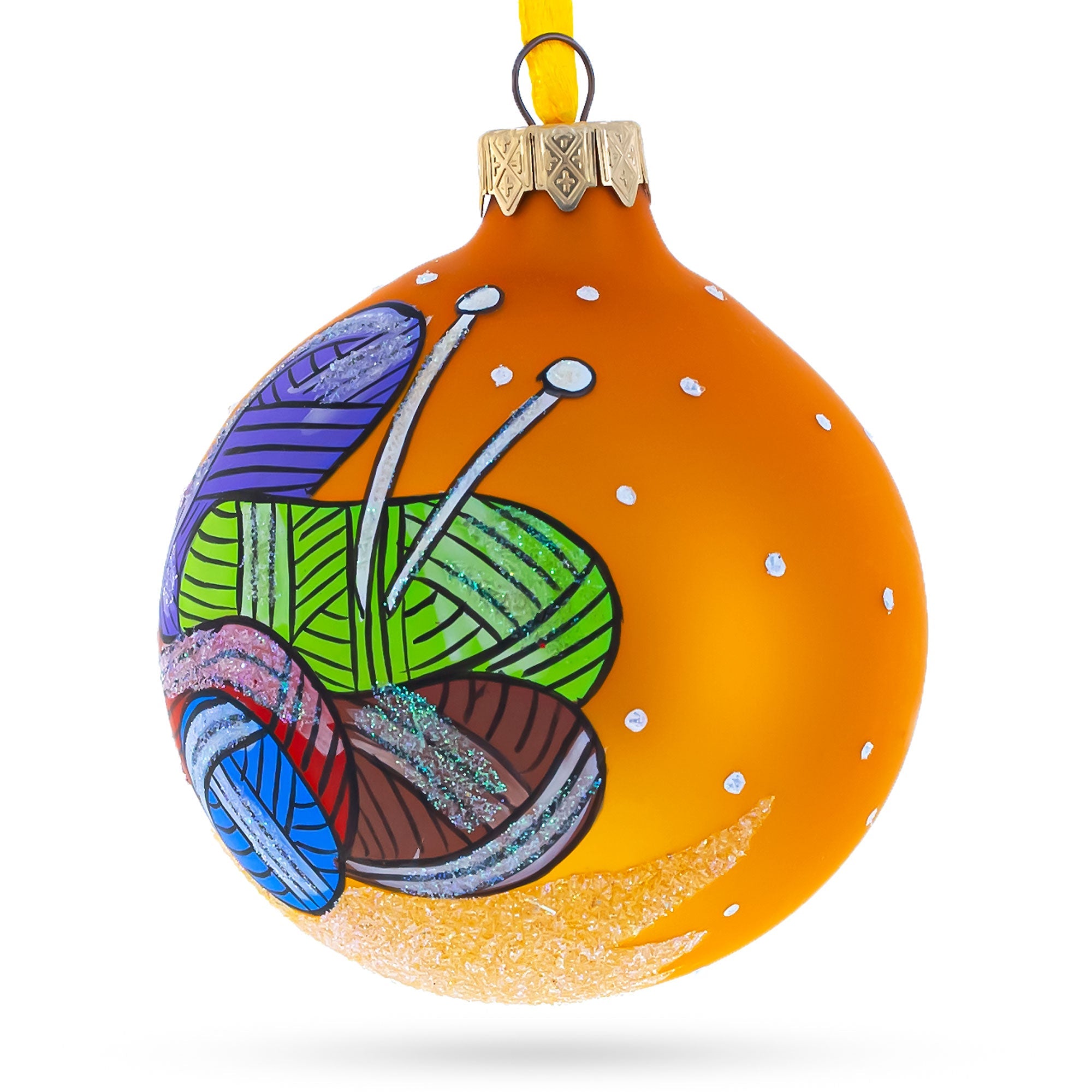 I Love Knitting Glass Christmas Ornament 3.25 Inches BestPysanky