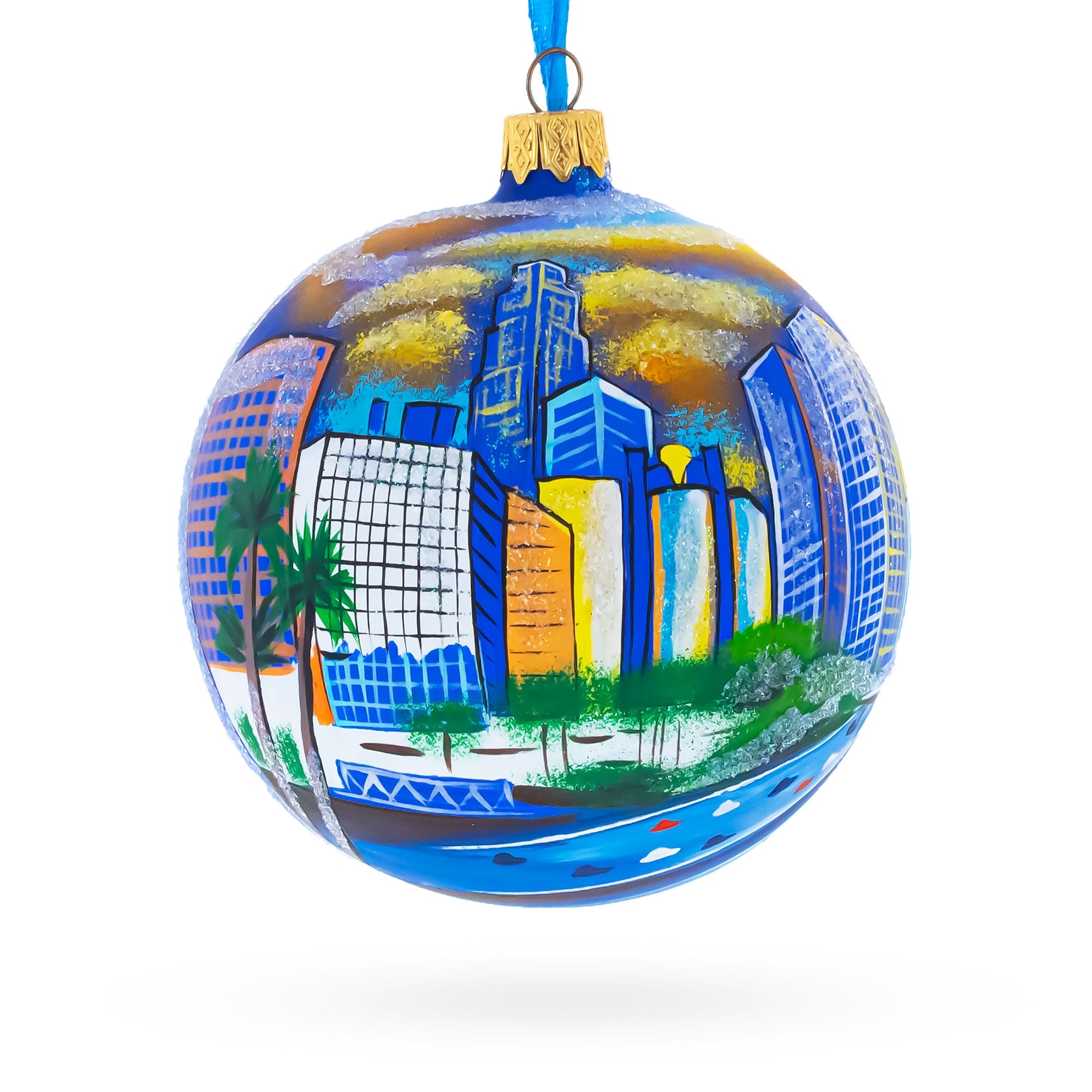 I Love Los Angeles, California Glass Ball Christmas Ornament 4 Inches