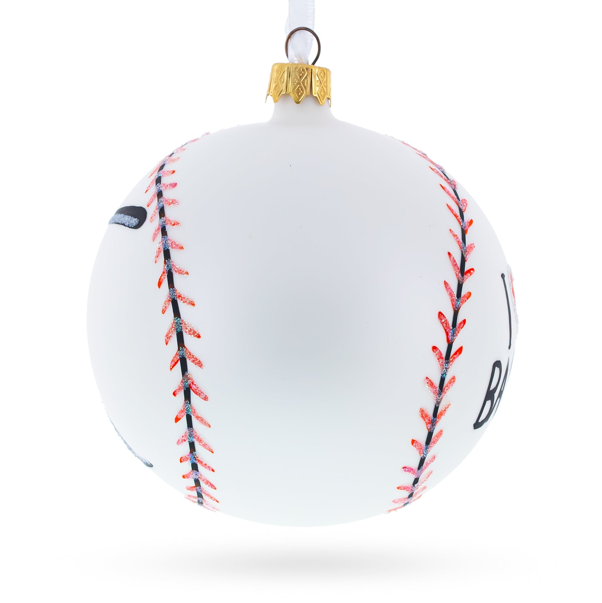 I Love Baseball Glass Ball Christmas Ornament 4 Inches