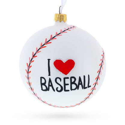 I Love Baseball Glass Ball Christmas Ornament 4 Inches