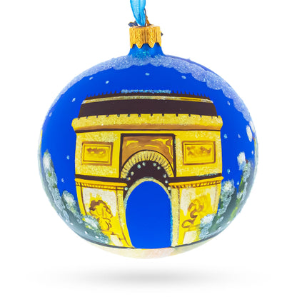 Triumphal Arch, Paris, France Glass Ball Christmas Ornament 4 Inches