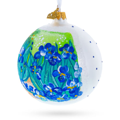 1889 'Irises' by Vincent Van Gogh Glass Ball Christmas Ornament 4 Inches