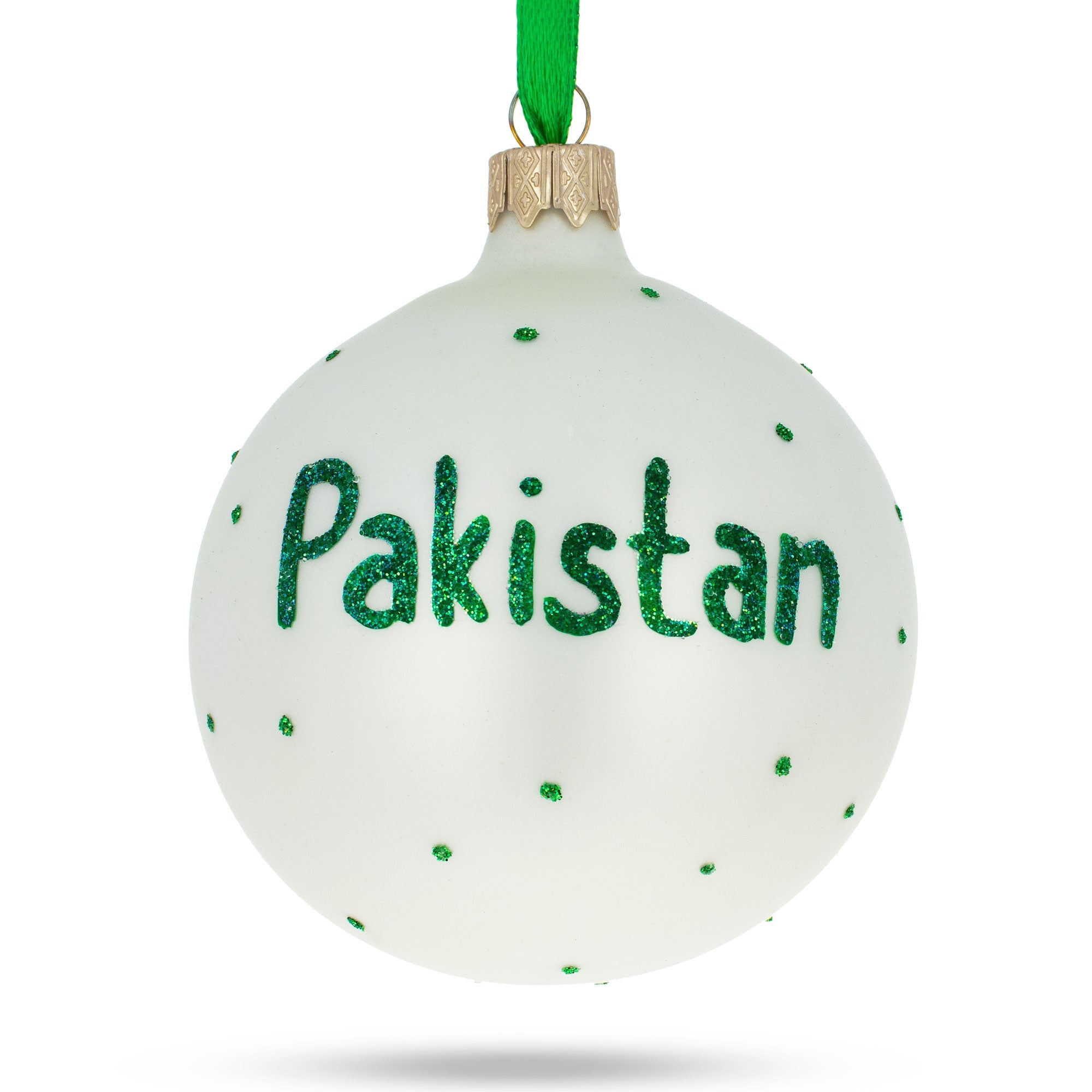 Flag of Pakistan Glass Ball Christmas Ornament 3.25 Inches